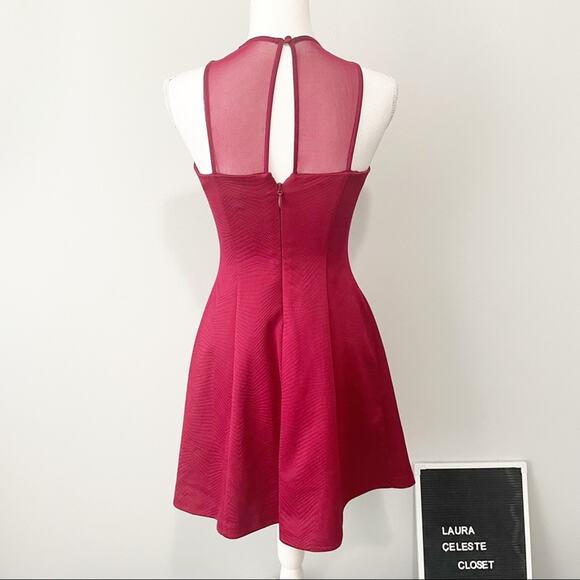 Guess red fit and flare dress mesh sleeveless cut out size 0 - Picture 6 of 9